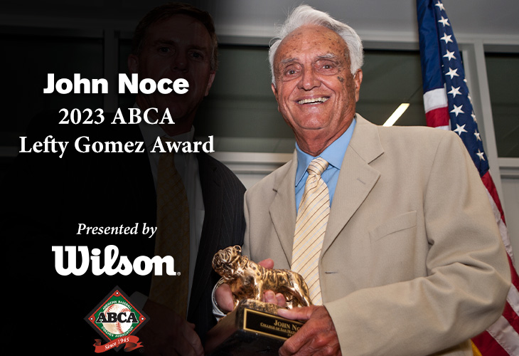 John Noce, recipient of the 2023 ABCA/Wilson Lefty Gomez Award.