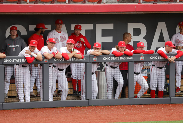 Ohio State University players in the dugout
