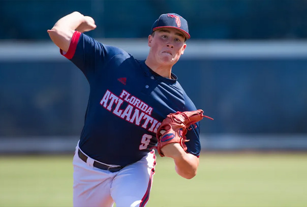 Florida Atlantic pitcher on the mound.