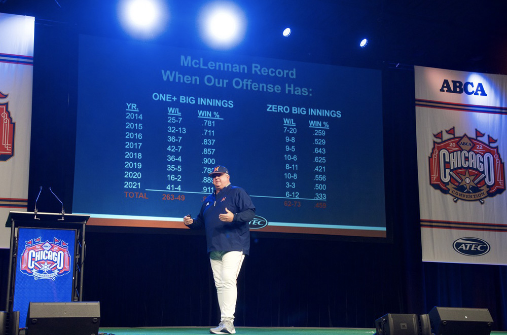 Mitch Thompson speaking on-stage at 2022 ABCA Convention